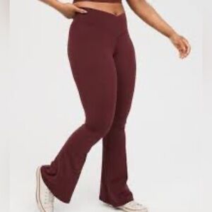 Aerie Maroon Flare Pants